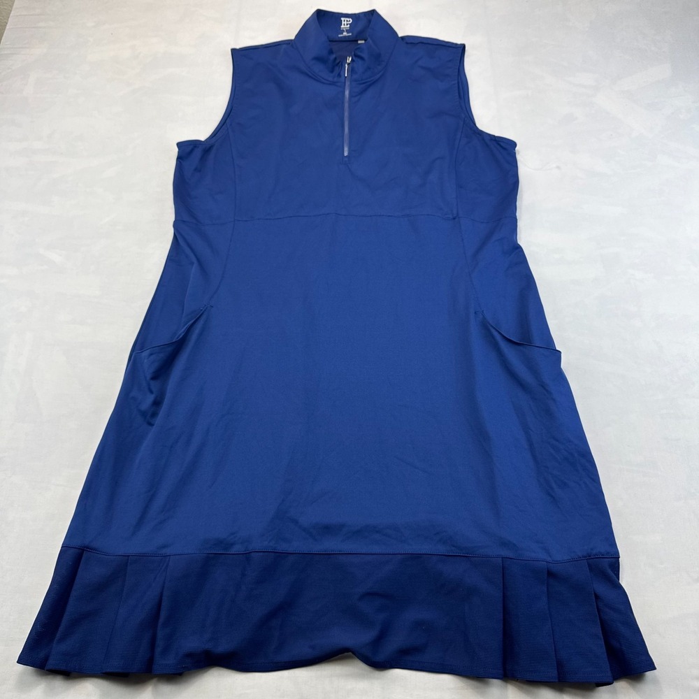 EP New York Golf Tennis Dress Womens X-Large Blue Sleeveless Mock Neck 1/4 Zip